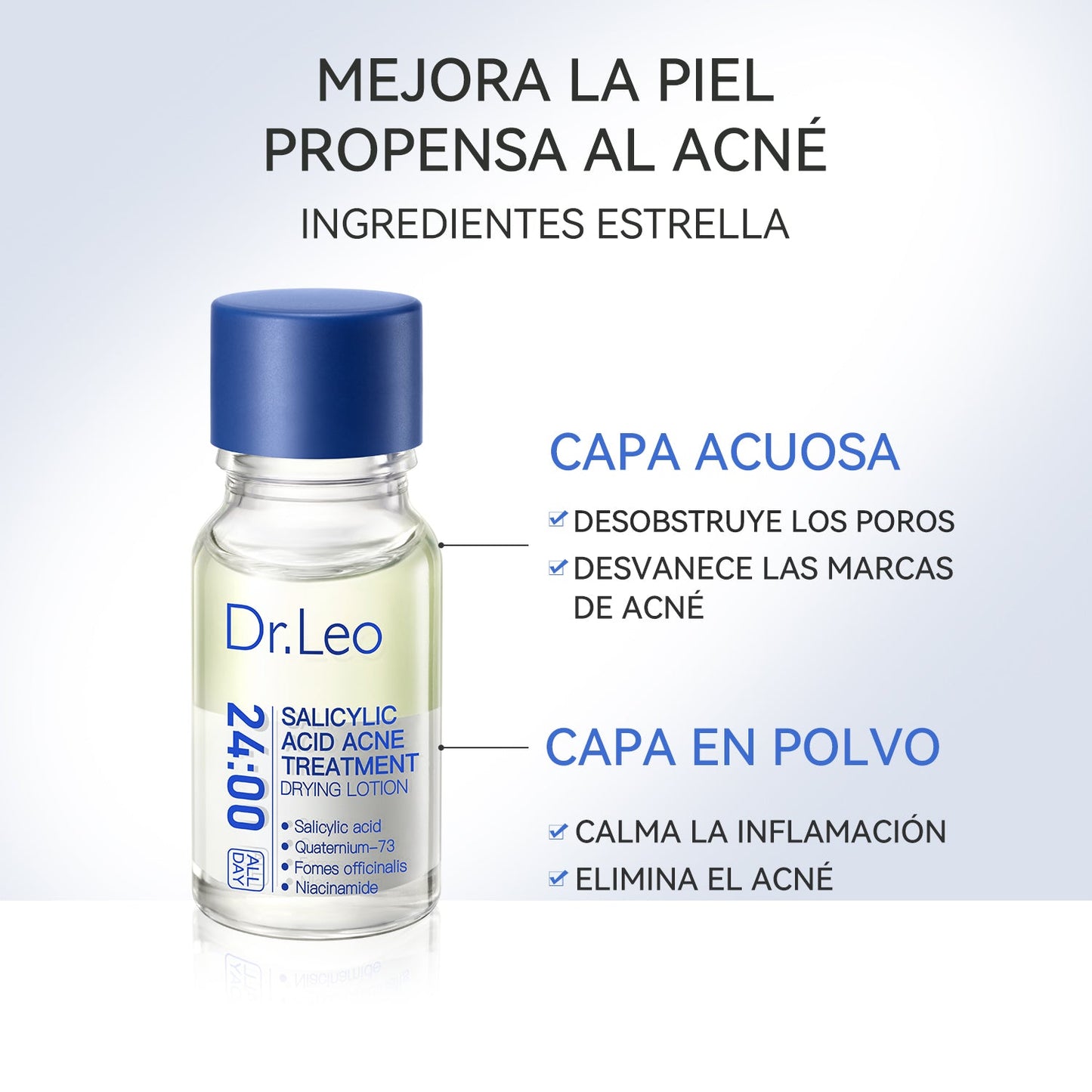 LOCIÓN SECANTE CON ÁCIDO SALICÍLICO PARA EL ACNÉ – REDUCE GRANOS Y MANCHAS