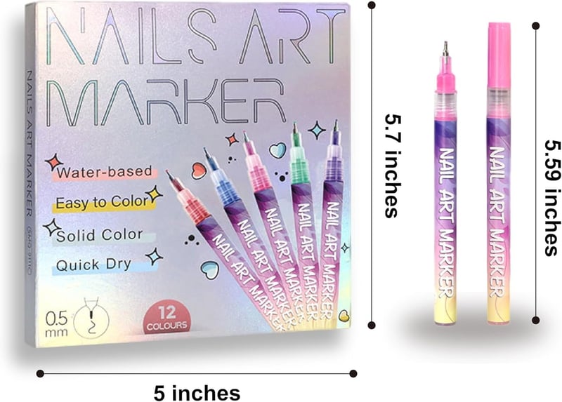 SET DE 12 MARCADORES ACRÍLICOS PARA DECORAR UÑAS