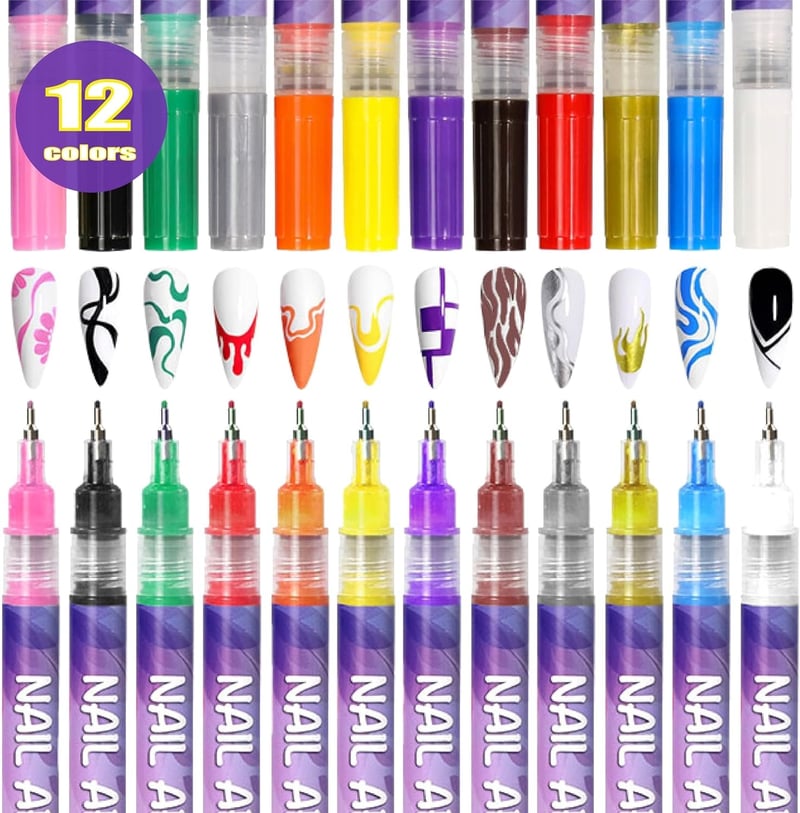 SET DE 12 MARCADORES ACRÍLICOS PARA DECORAR UÑAS
