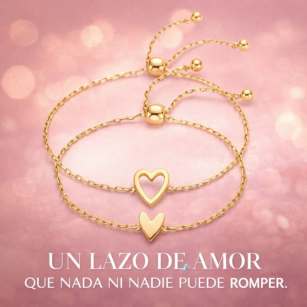 SET DE PULSERAS CORAZONES CONECTADOS – PARA QUIENES COMPARTEN UN LAZO ÚNICO 💞