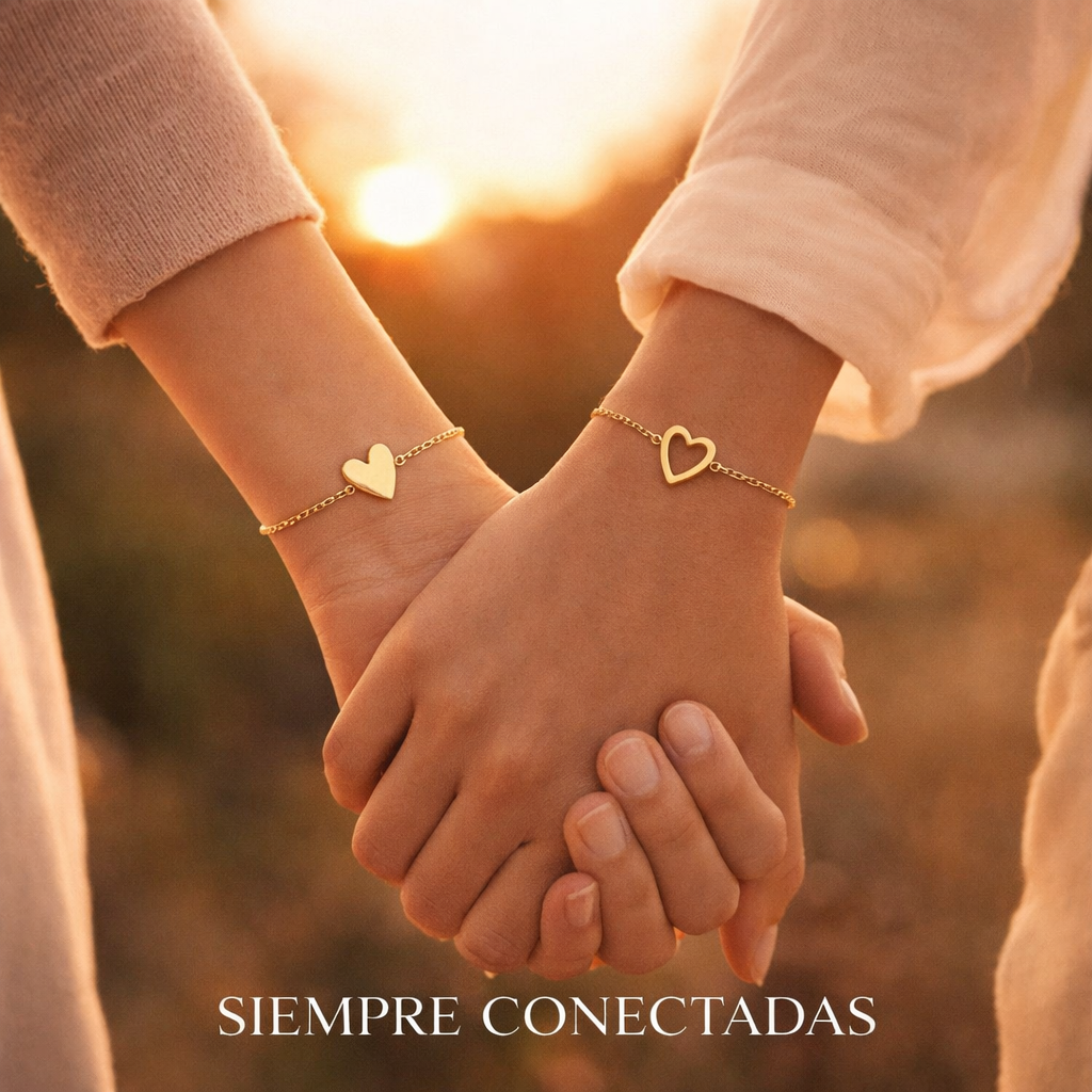 SET DE PULSERAS CORAZONES CONECTADOS – PARA QUIENES COMPARTEN UN LAZO ÚNICO 💞
