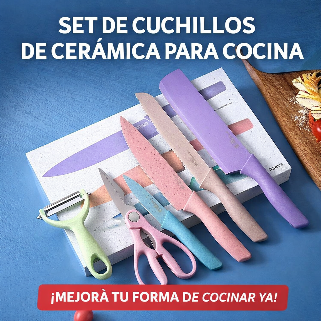SET DE CUCHILLOS DE CERÁMICA PARA COCINA – 6 PIEZAS