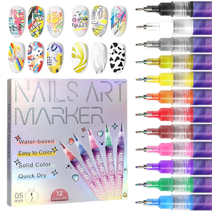 SET DE 12 MARCADORES ACRÍLICOS PARA DECORAR UÑAS